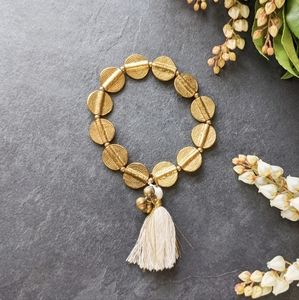 NWT Baizaar Etched Brass Bead Tassel Bracelet